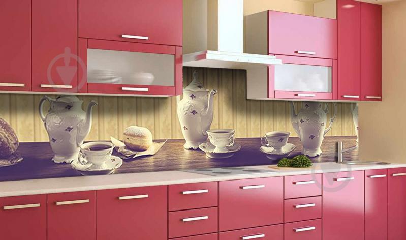 Наклейка виниловая кухонный фартук  Zatarga  "Чай с Булочками"  600х2500 мм