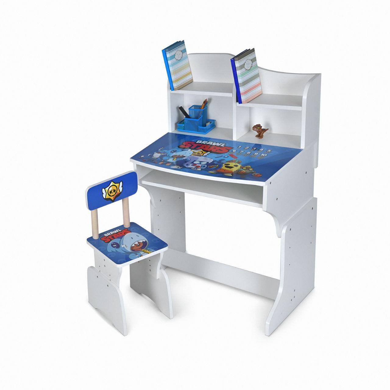 Дитяча парта DSM M 904-7 для навчання вдома і в школі з полицею для зберігання Білий - фото 2