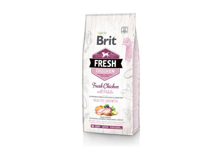 Корм сухой Brit Fresh Chicken with Potato Puppy Healthy Growth для щенков и юниоров от 1 до 12 месяцев 2,5 кг (10486)