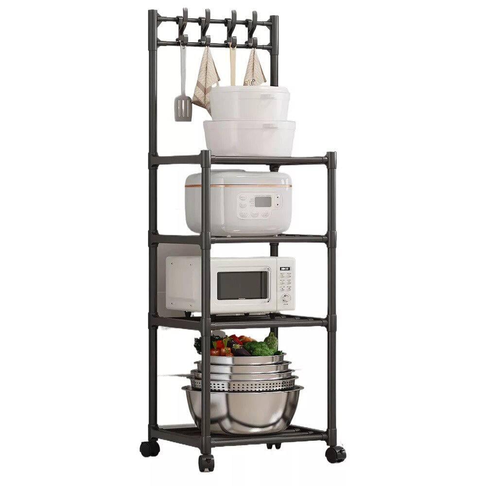 Етажерка кухонна на колесах 4 яруси пластикова з гачками Чорний (c32e94fc)