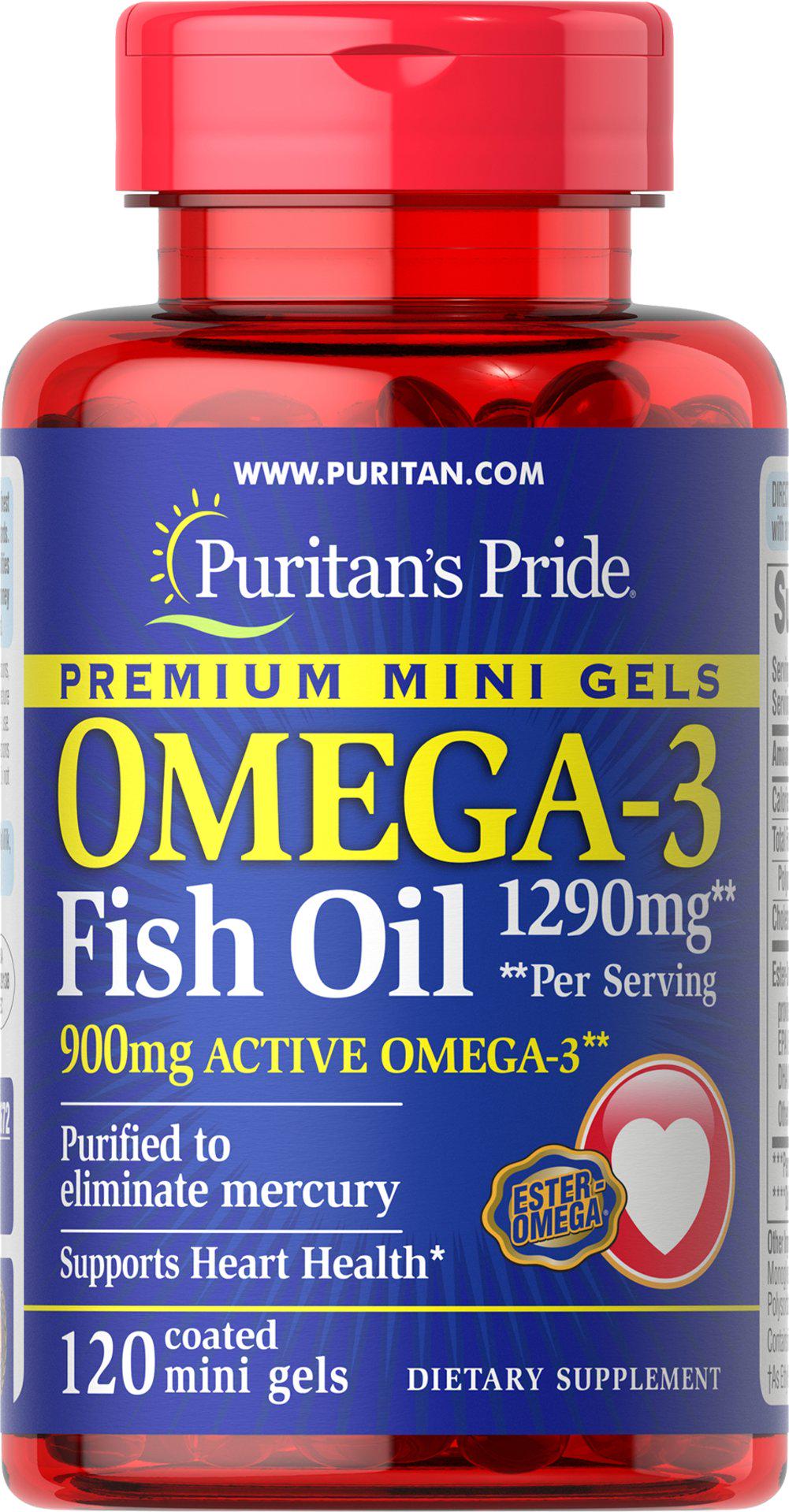 Риб'ячий жир омега Puritan's Pride Omega-3 Fish Oil 645 mg Mini Gels 120 Softgels