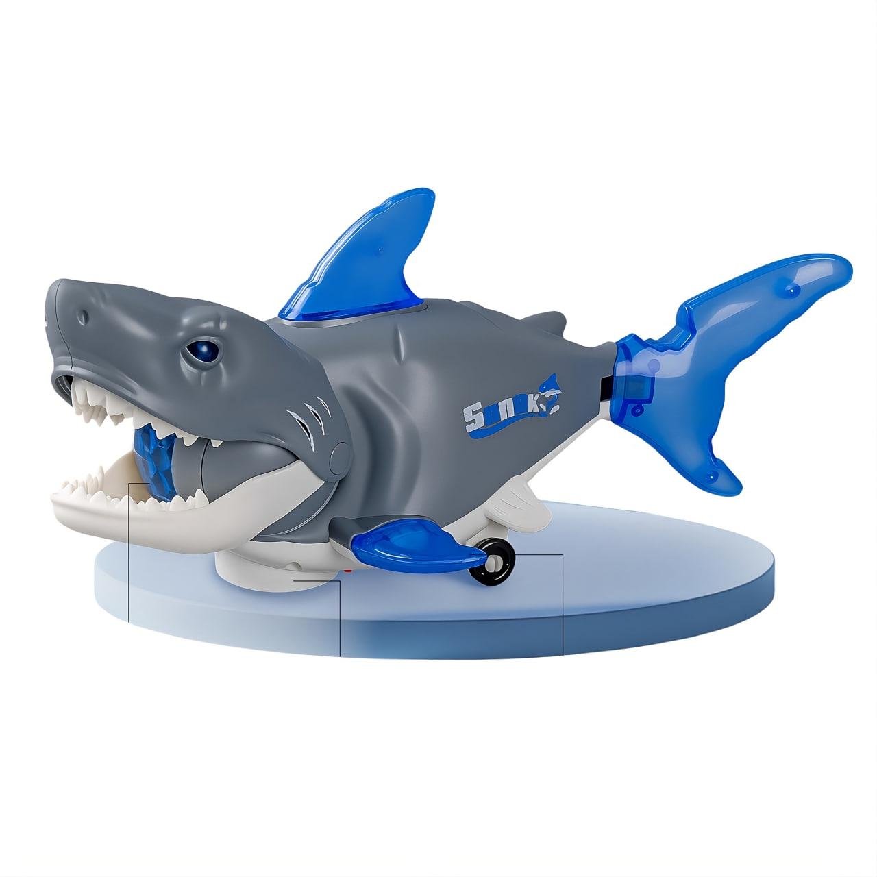 Интерактивная игрушка "Музыкальная акула" ZR186 с подсветкой и движущимися элементами 22,5 см Серый