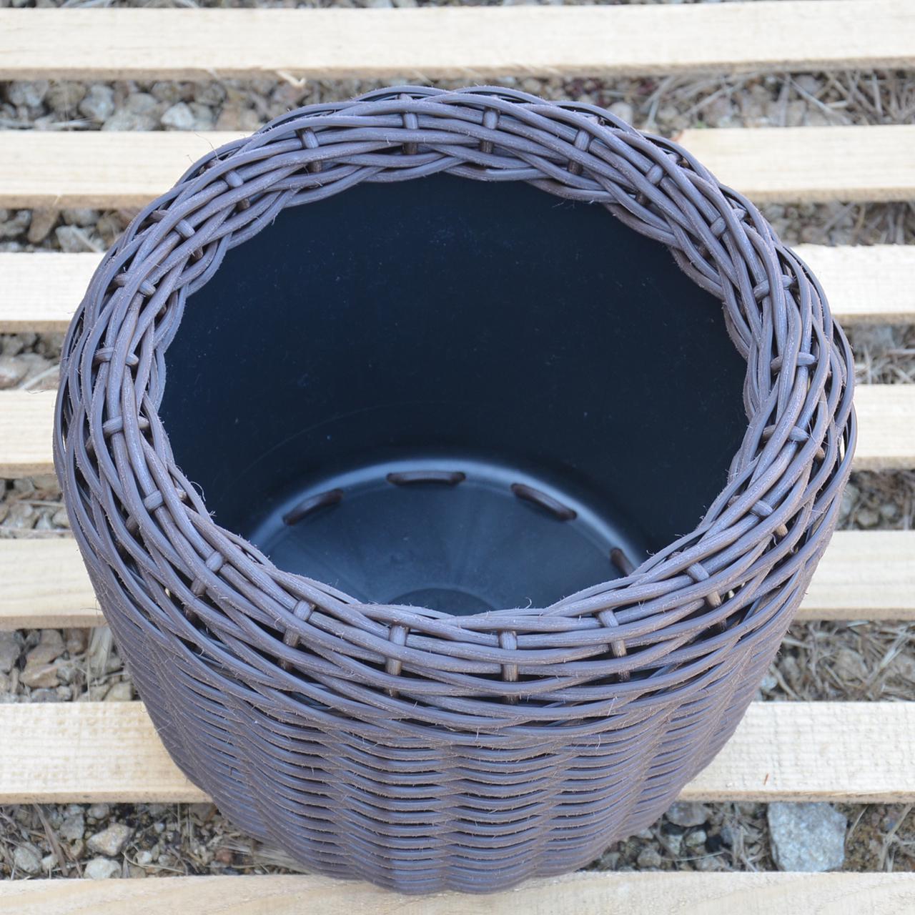 Кашпо для растений из искусственного ротанга 12 л Чесаный венге (24788475) - фото 4 Кашпо для растений из искусственного ротанга 12 л Чесаный венге (24788475) - фото 4