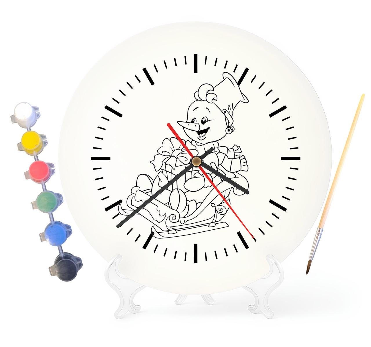 Детский набор для творчества часы раскраска Снеговик на санках 30 см (Г0071) - фото 2 Детский набор для творчества часы раскраска Снеговик на санках 30 см (Г0071) - фото 2