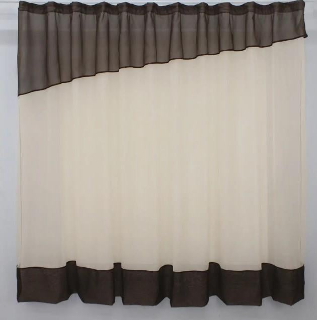 Гардина на кухню шифон 270х170 см Бежевий/Венге (047к) - фото 1