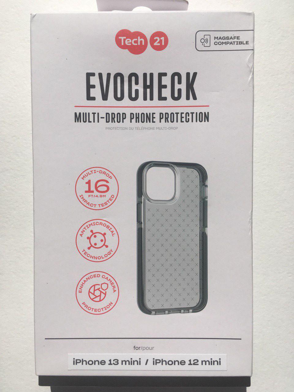 Протиударний чохол з антимікробним покриттям Tech21 Evo Check для Iphone 12 Mini / 13 Mini (5.4") Smokey Black - фото 8