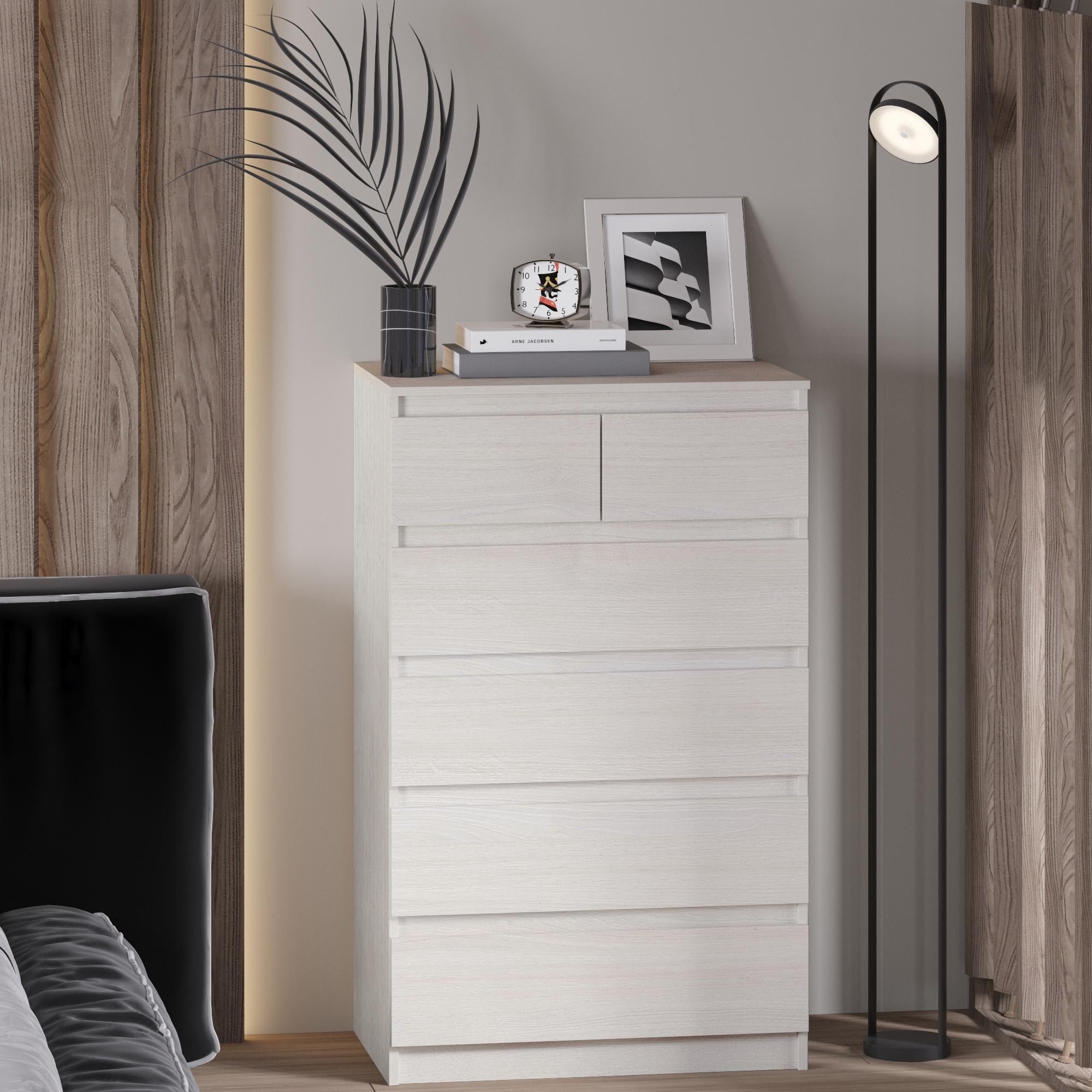 Комод на 6 ящиков без ручек Line KF2+F4 700x450x1270 мм Шамони Светлый