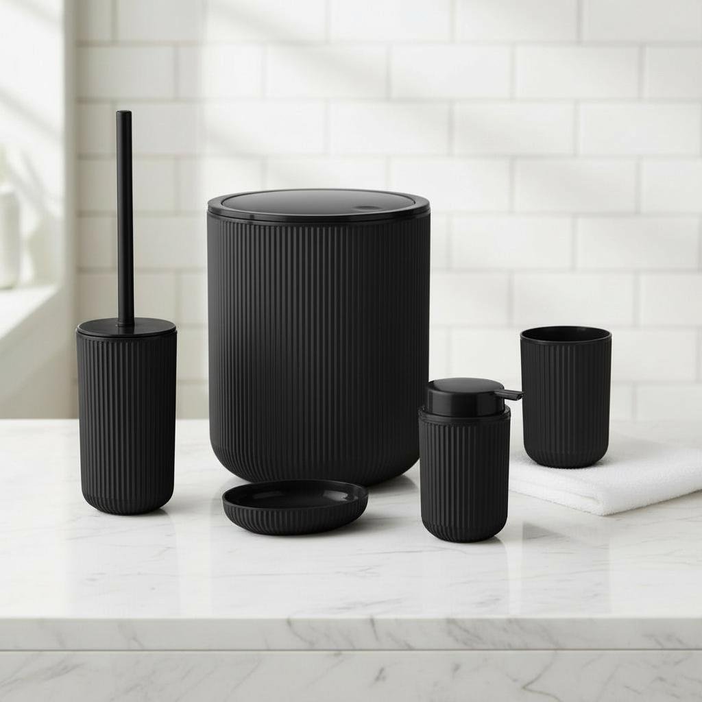 Набор для ванной пластиковые 5 пр. Черный (055-BLACK)