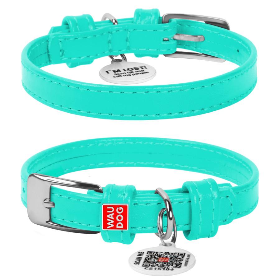 Ошейник для собак кожаный Waudog Glamour с QR паспортом без украшений XS 12 мм 21-29 см - фото 1 Ошейник для собак кожаный Waudog Glamour с QR паспортом без украшений XS 12 мм 21-29 см - фото 1
