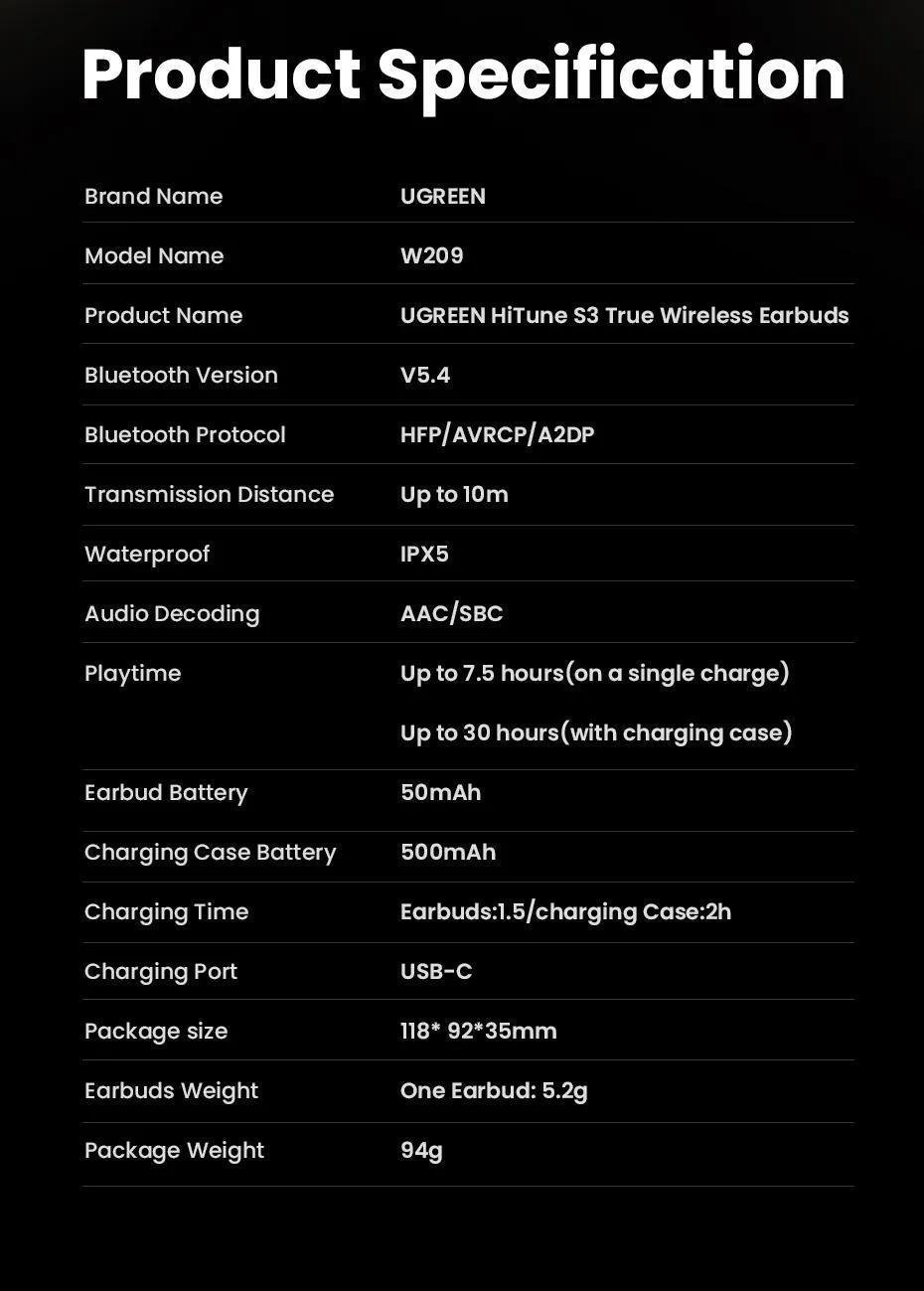 Навушники бездротові UGREEN HiTune S3 Bluetooth 5.4 IPX5 відкритого типу до 30 годин и Чорний (45785) - фото 8 Навушники бездротові UGREEN HiTune S3 Bluetooth 5.4 IPX5 відкритого типу до 30 годин и Чорний (45785) - фото 8