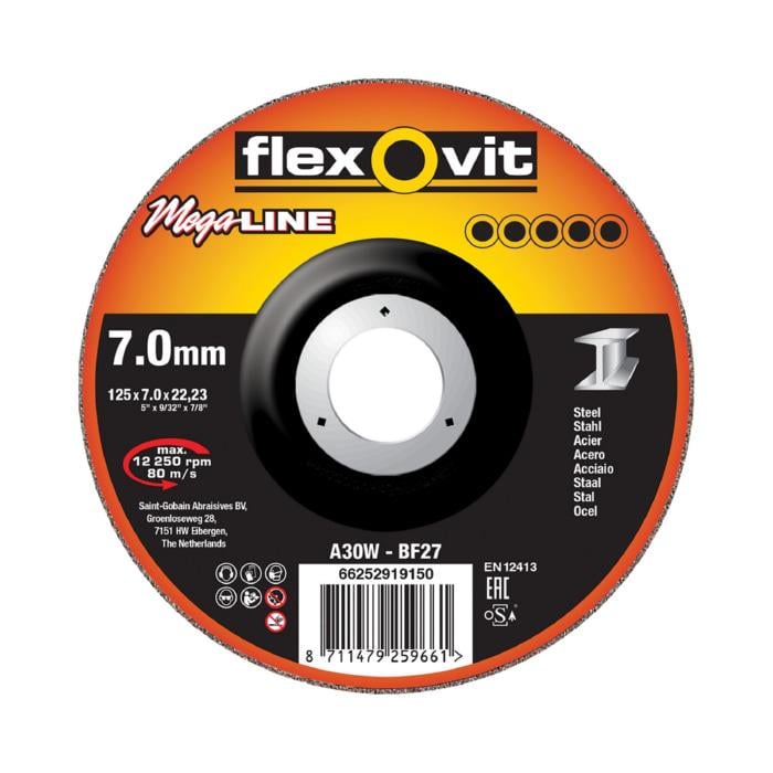 Круг Flexovit зачистной по металлу A 30 W-BF27 сталь Mega Line 230х7,0х22,2 мм 66252919153 (13916)