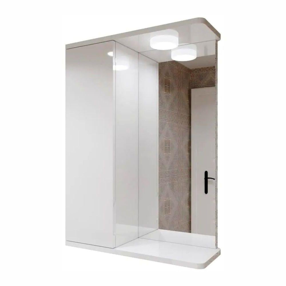 Зеркальный шкаф ШК2 с LED светильником дверца слева 500х700х160 мм