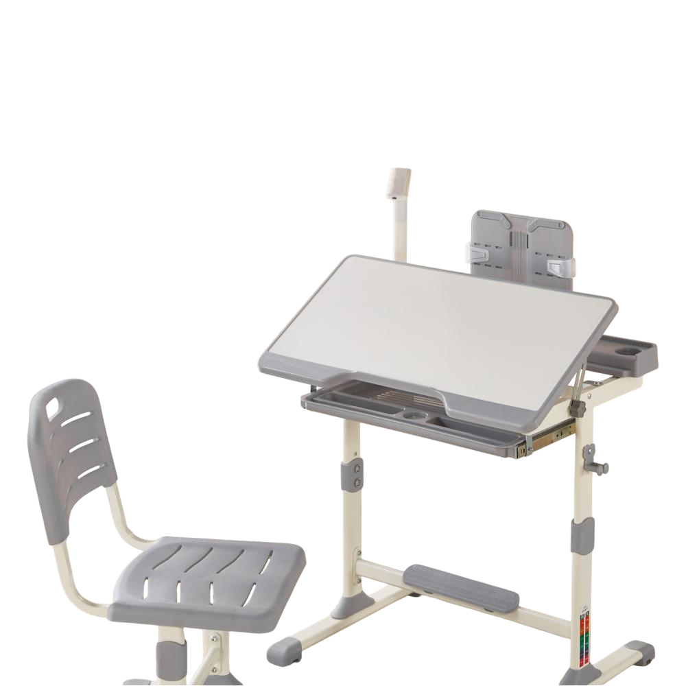 Парта детская для школьника SPOKO SP-09 с лампой и сиденьем Серый (147-76-42401045)