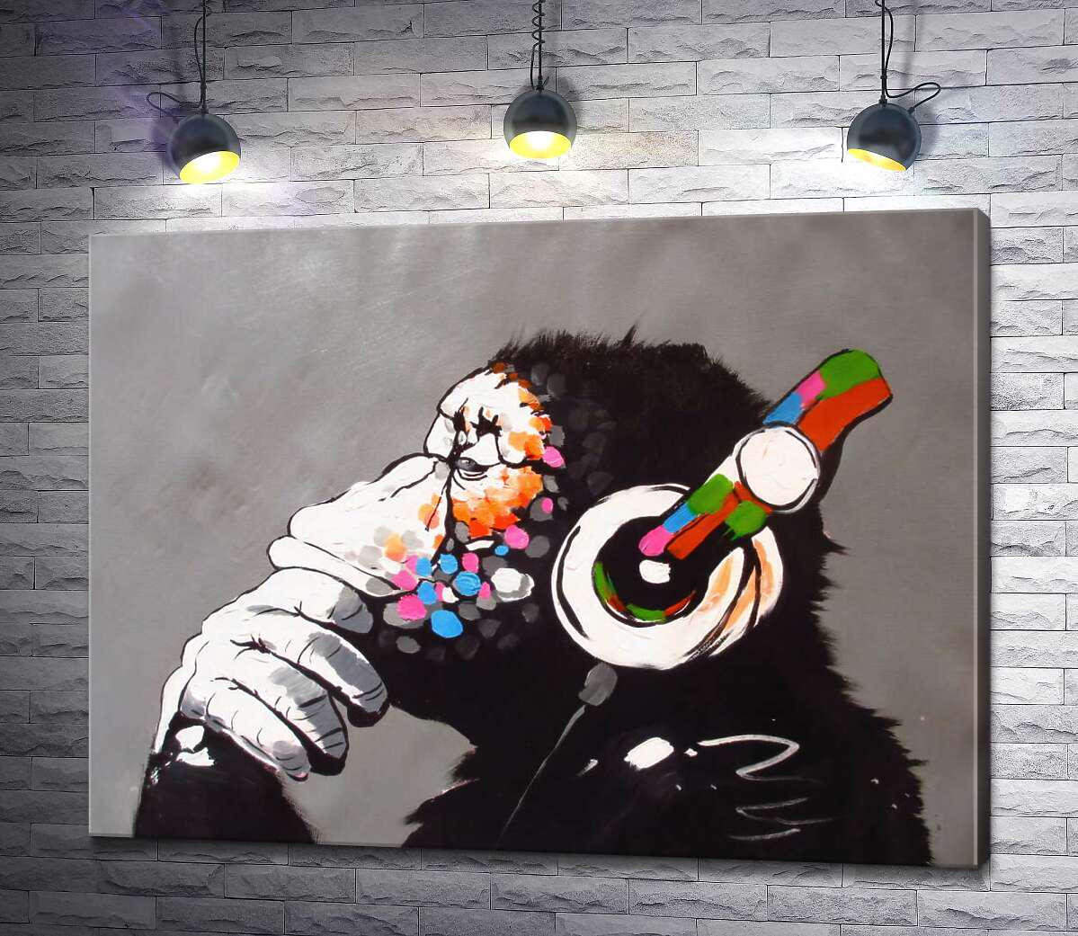 Картина ArtPoster DJ Обезьяна (DJ Monkey) – Бэнкси (Banksy) 50x38 см Модуль №1 (001429)