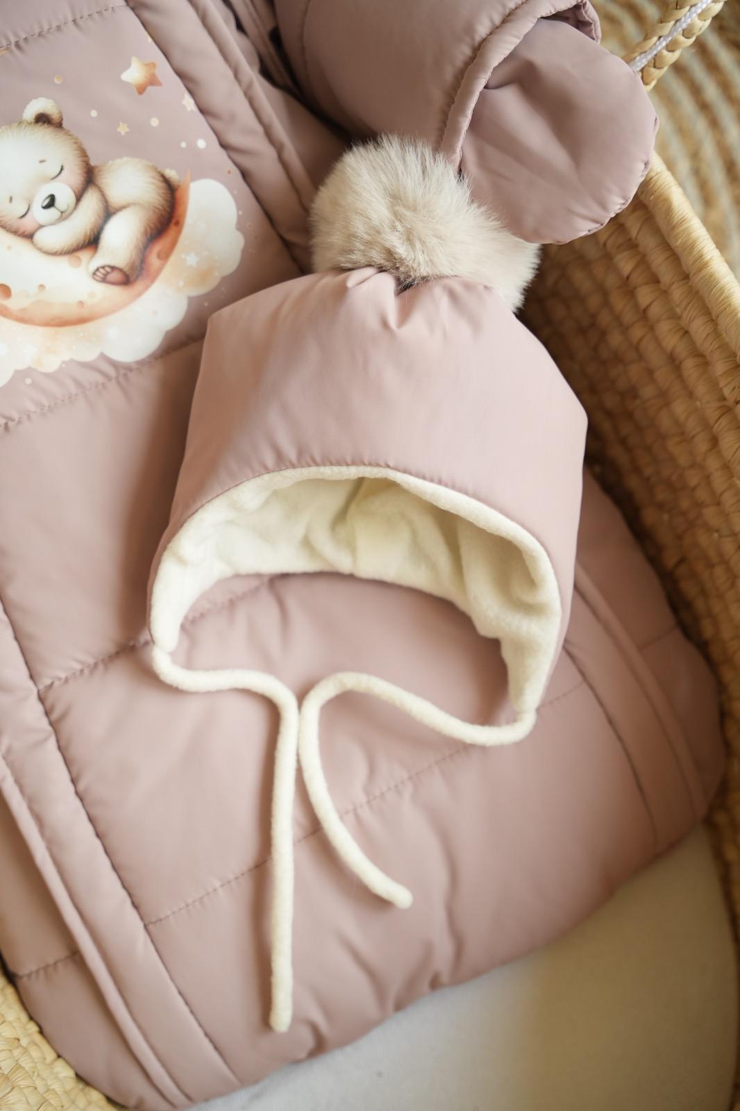 Комбинезон-мешочек с шапочкой на выписку зимний 0-6 мес. Капучино (9058) - фото 5