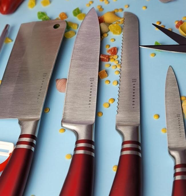 Набор кухонных ножей с подставкой Edenberg EB-913 9 предметов Красный (2530555666) - фото 9 Набор кухонных ножей с подставкой Edenberg EB-913 9 предметов Красный (2530555666) - фото 9
