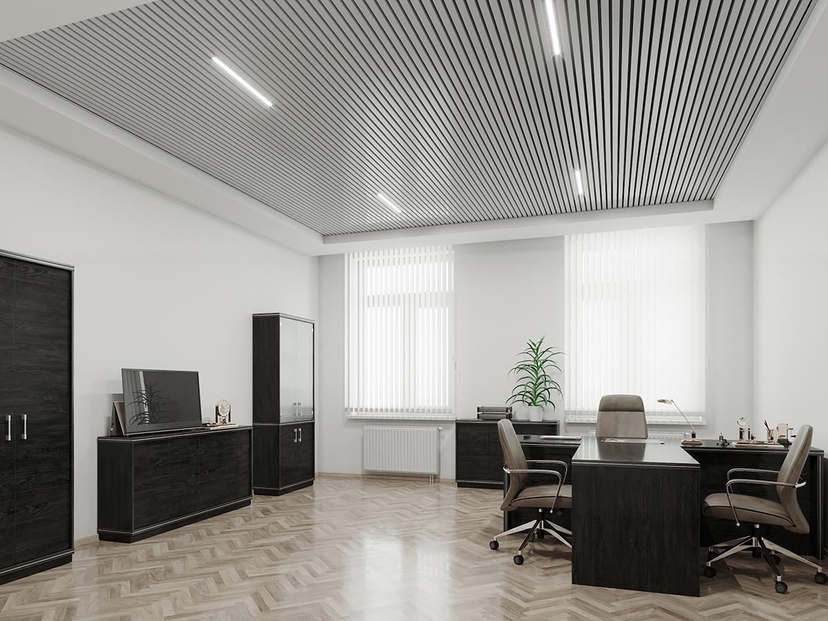 Потолок реечный кубообразный 35х105 модуль 100 мм 9006 Серый