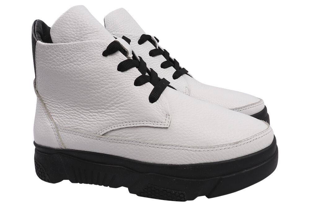 Ботинки женские Visazh из кожи на платформе на шнуровке р. 38 Белый (174-20DHC)