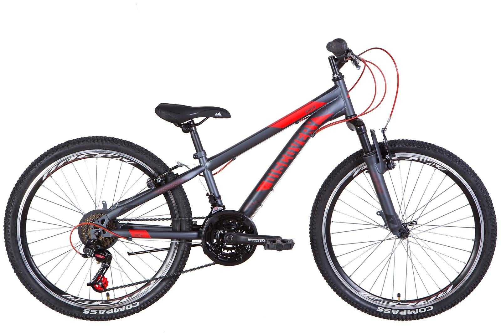 Велосипед Discovery RIDER AM 24" М Темно-серебристый с красным