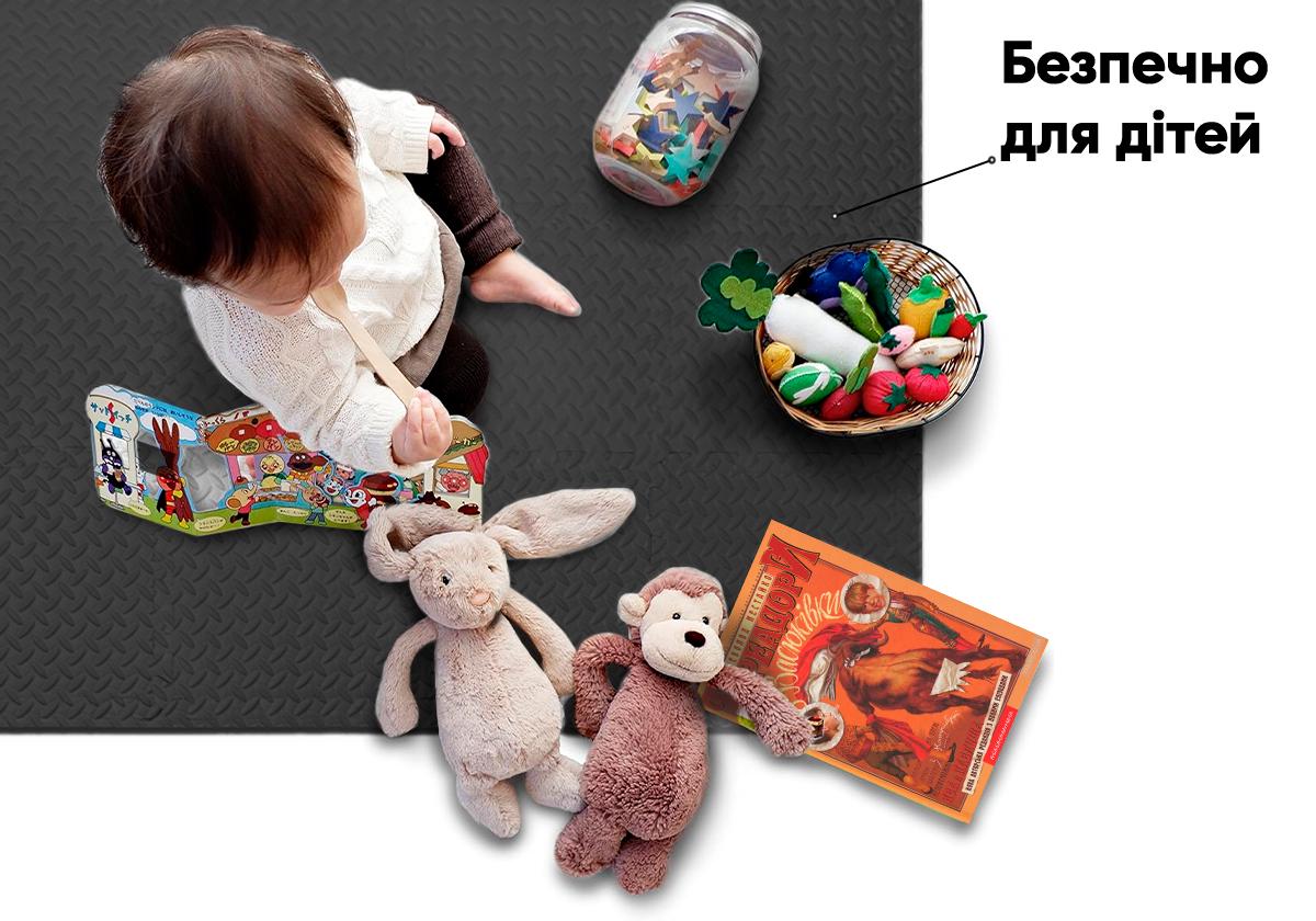 Татами мат EasyFit ласточкин хвост 8 шт. 30х30х1 см Черный (EF-1950-30-BK) - фото 7