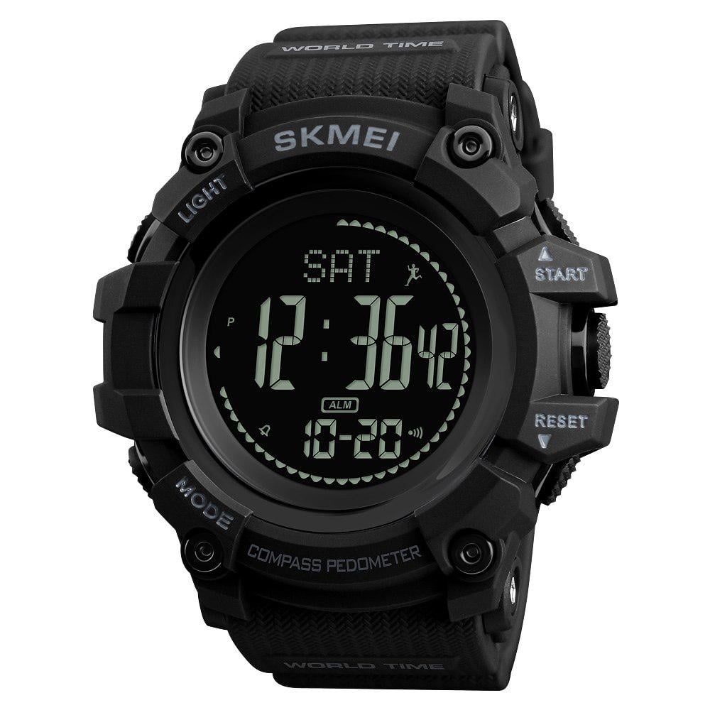 Наручний годинник чоловічий Skmei Compass військовий водостійкий з компасом Чорний (1356)