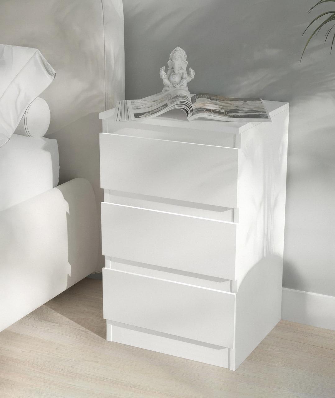 Тумба прикроватная на 3 ящика FT-216 400x398x758 мм Белый
