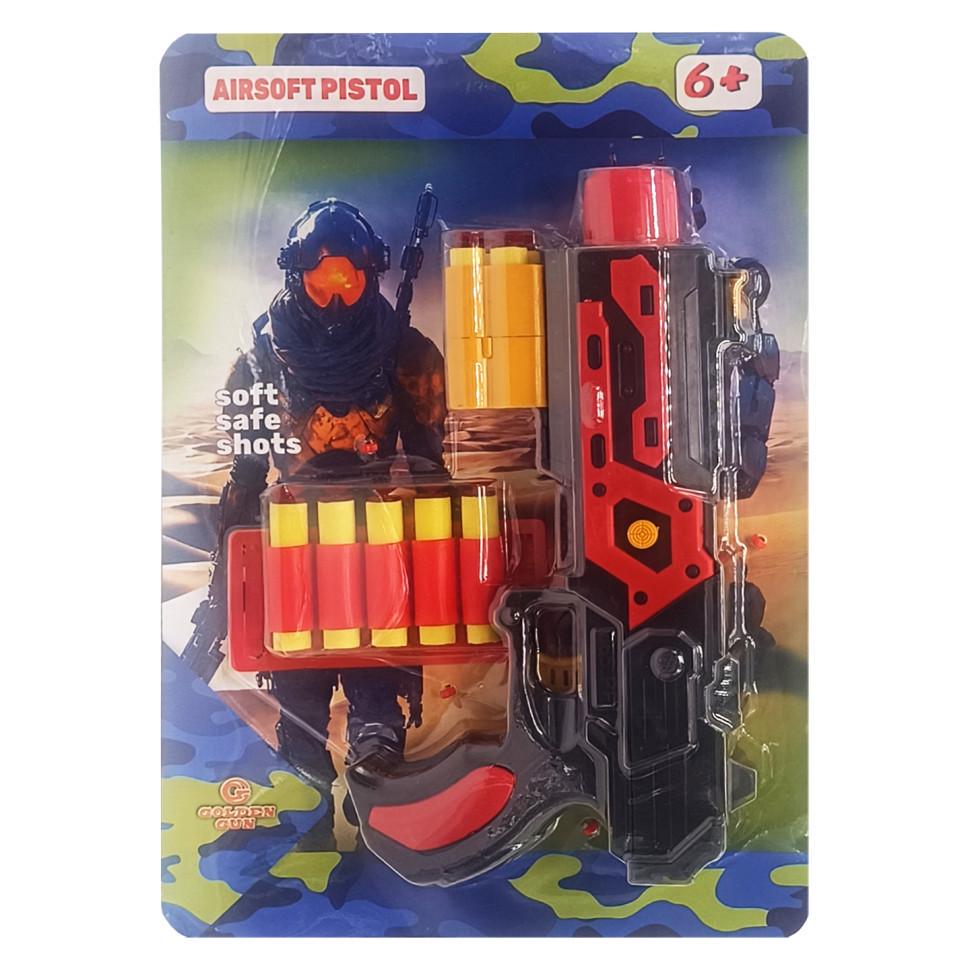 Дитячий іграшковий пістолет М 65 932GG стріляє м'якими поролоновими кулями Red (RLT44150)