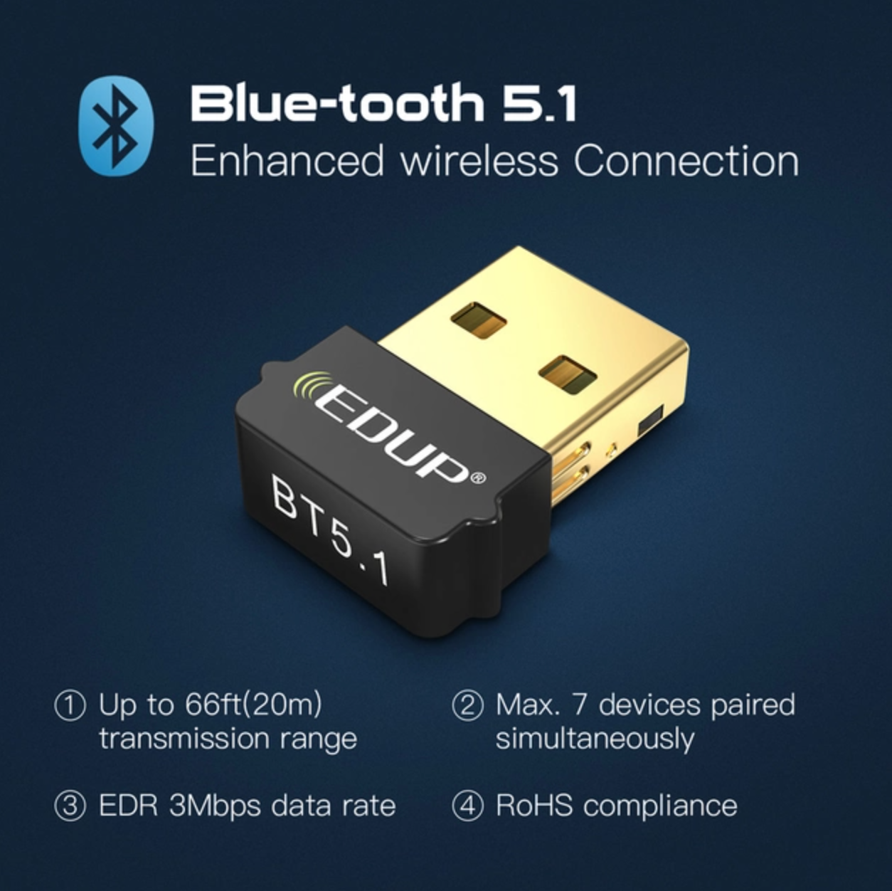 Адаптер EDU EP-B3519 USB Bluetooth 5,0 для ПКP - фото 3