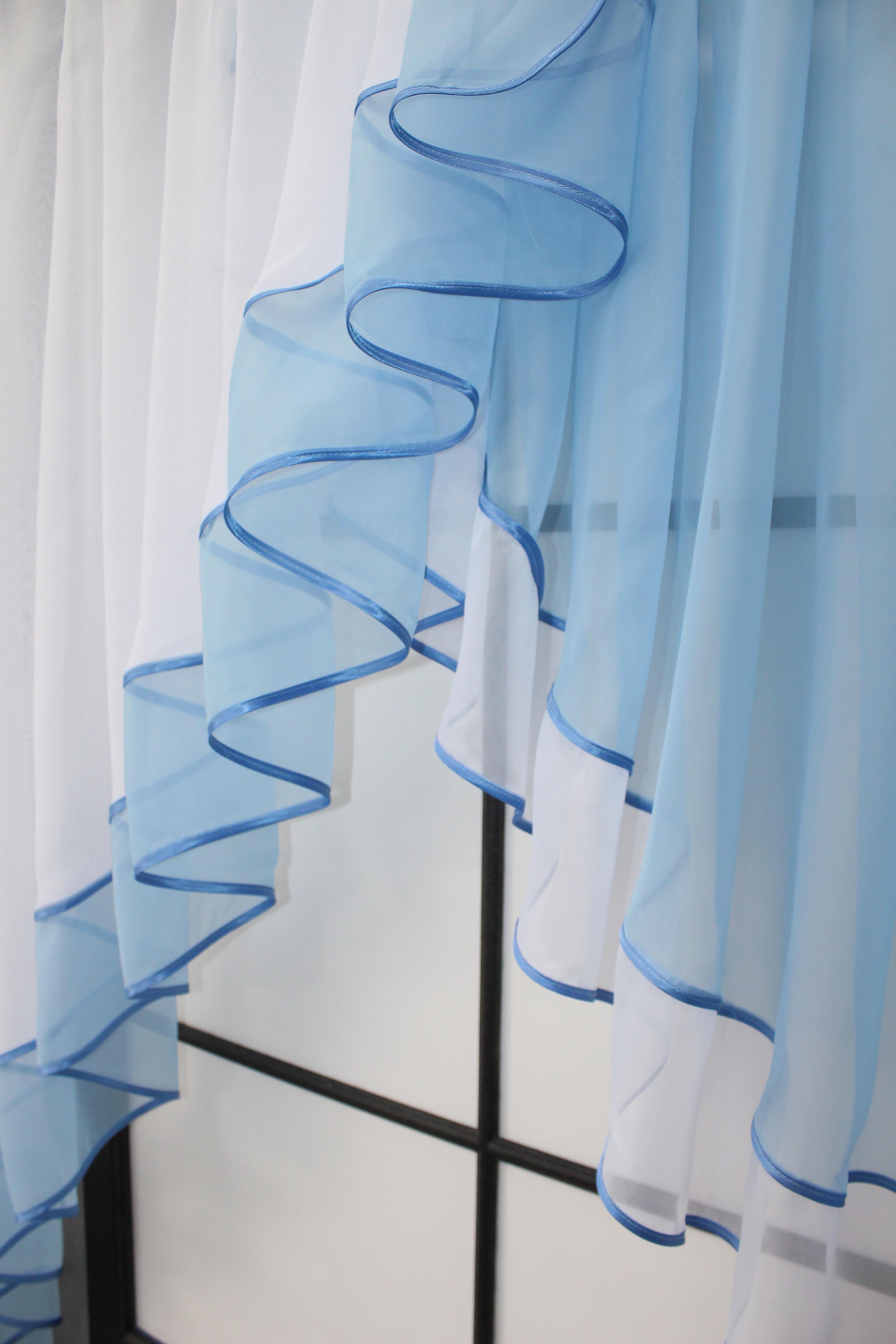 Занавеска кухонная VR-Textil № 023к 150х150 см Белый/Голубой (50-026) - фото 3 Занавеска кухонная VR-Textil № 023к 150х150 см Белый/Голубой (50-026) - фото 3