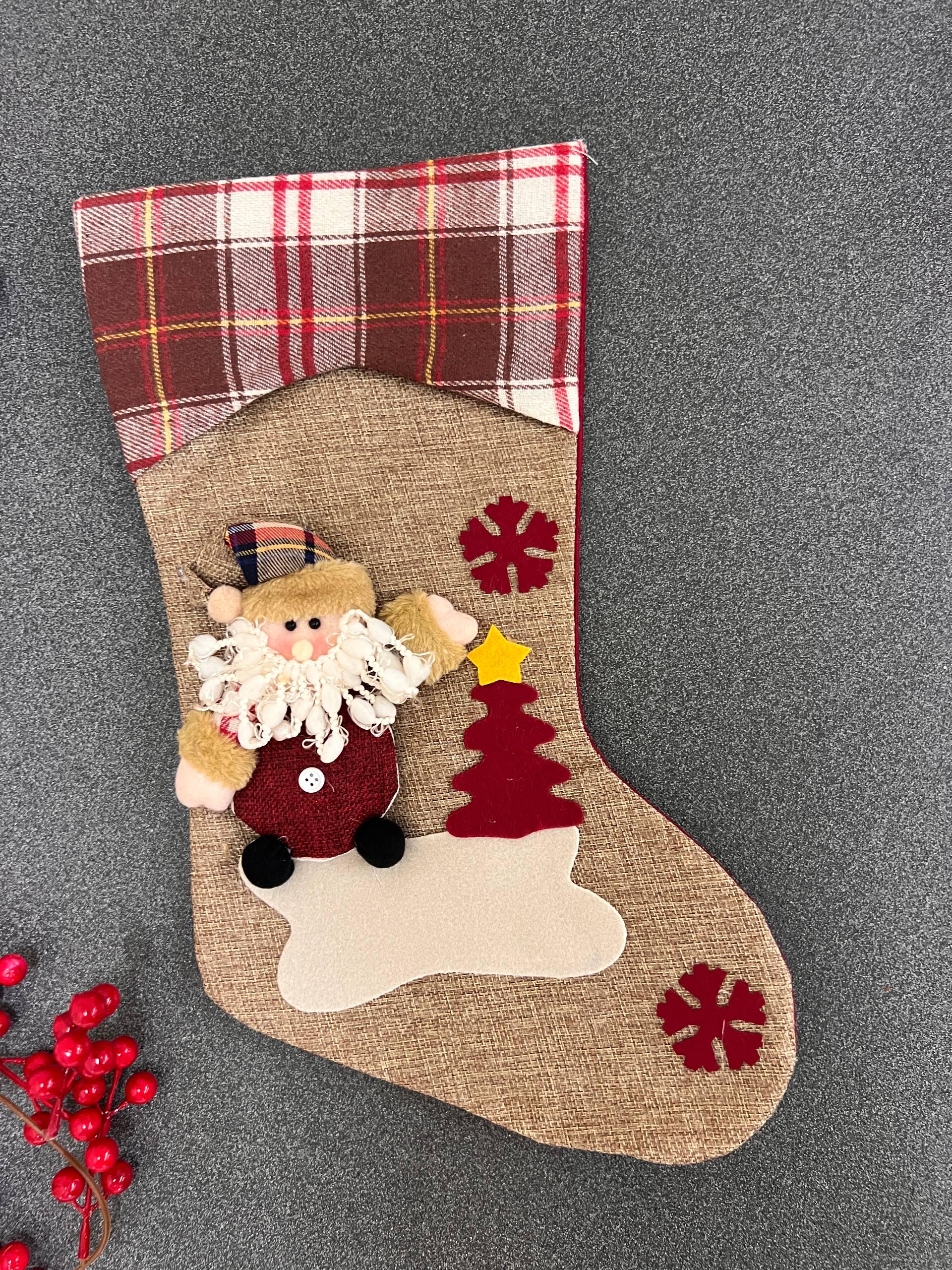 Новогодний сапожок Санта Клетка 43 см (N6139)