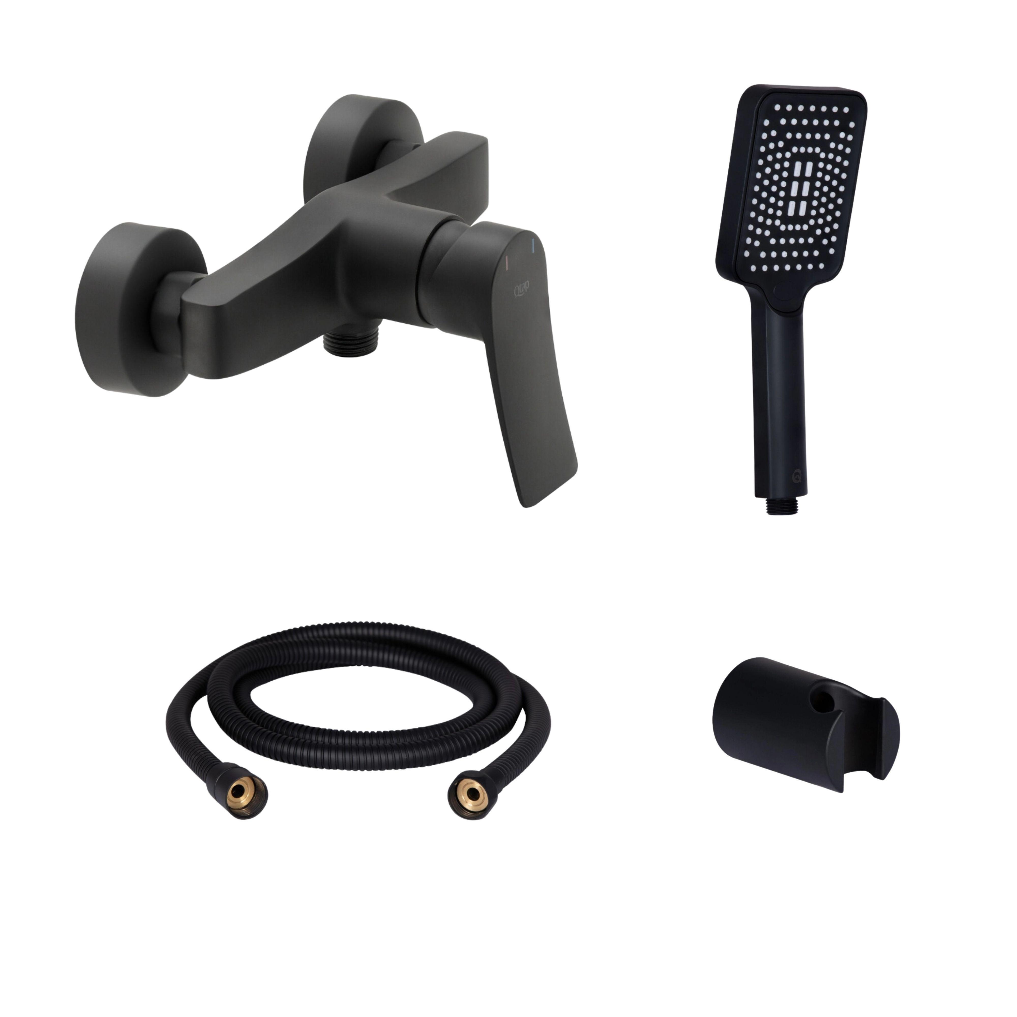 Комплект Qtap Nihonto смеситель для душа QTNH4022101CB/душевой комплект (QT054BL43074+QTRUC125BLM45780+QT829910842854OB)