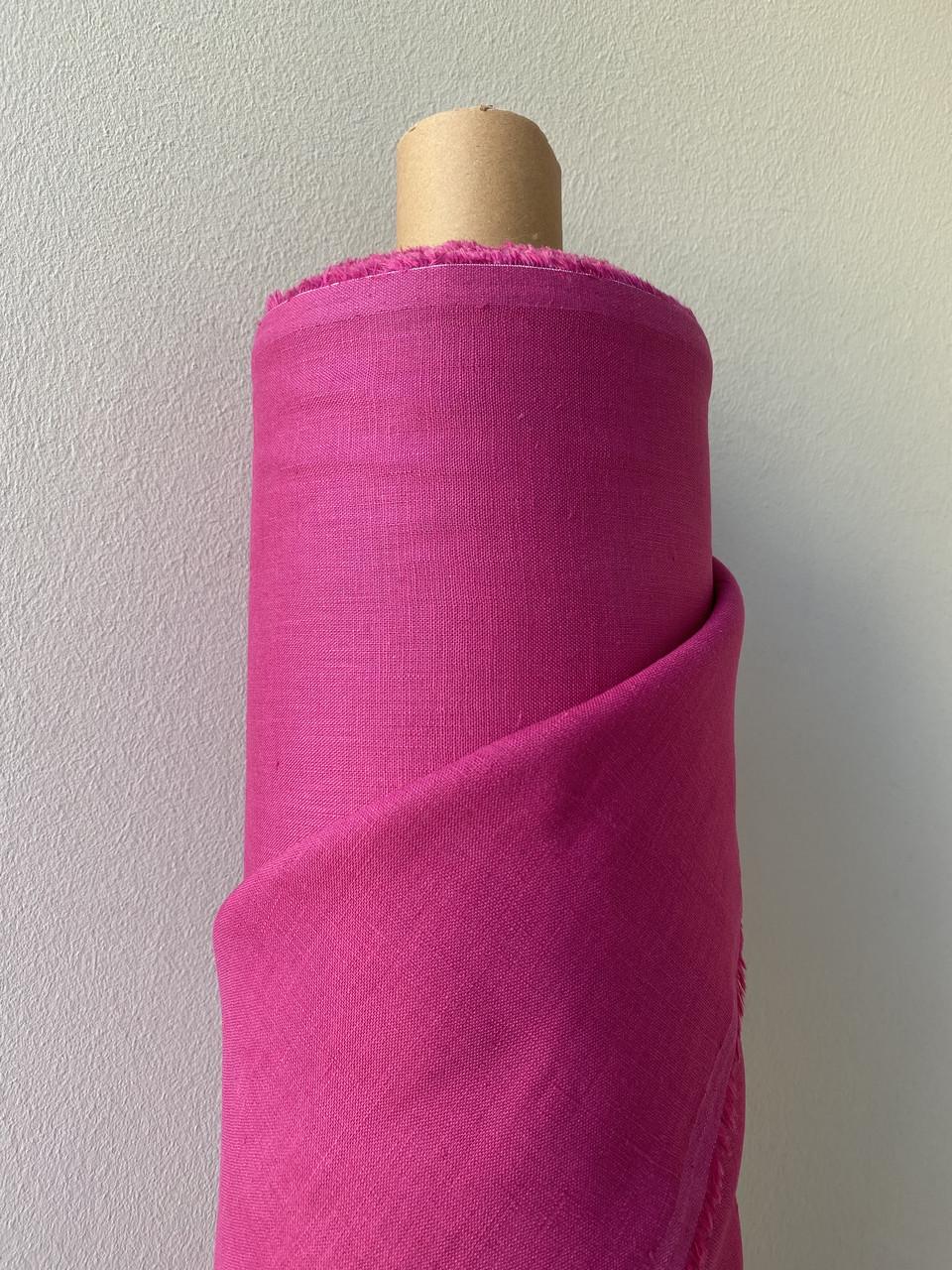 Ткань рубашечно-платьевая LINEN PLUS 100% лен 143 см 688 Фуксия - фото 4