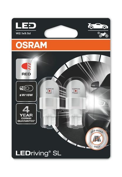 Автомобильная лампа Osram 921DRP-02B LED W16W W2,1x9,5d 12 V 1,4 W 2 шт. Красный (10402783)