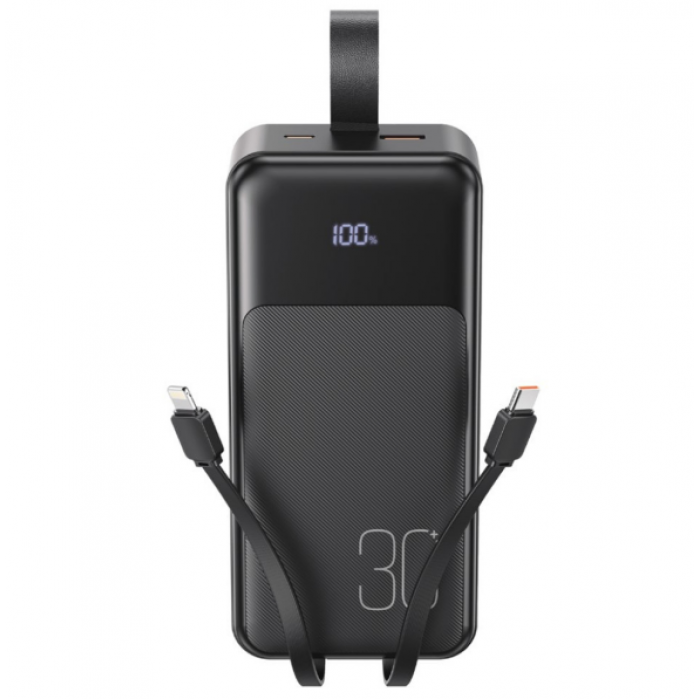 Повербанк Xo PR250 30000 mAh із швидкою зарядкою та перехідниками Чорний (52731)