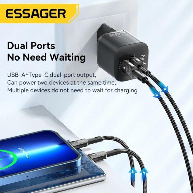 Зарядний пристрій Essager GaN 20W mini Type-c USB (1801399339) - фото 5