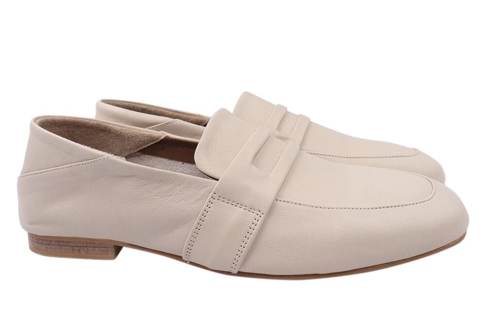 Туфли женские Molly Bessa из кожи на низком ходу р. 40 Бежевый (251-21DTC)
