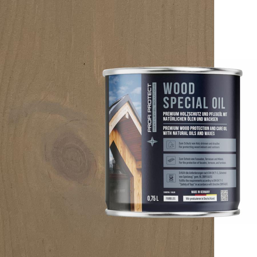 Лазурь на основе пчелиного воска и льняного масла ProfiProtect Wood Special Oil 0,75 л Grau/Beige 75 (20755976) - фото 1