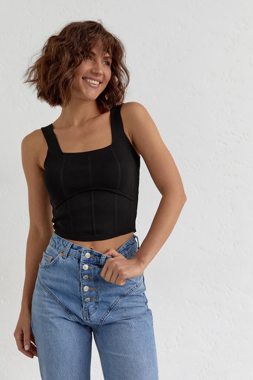 Топ женский короткий вязаный M Черный (11179386)