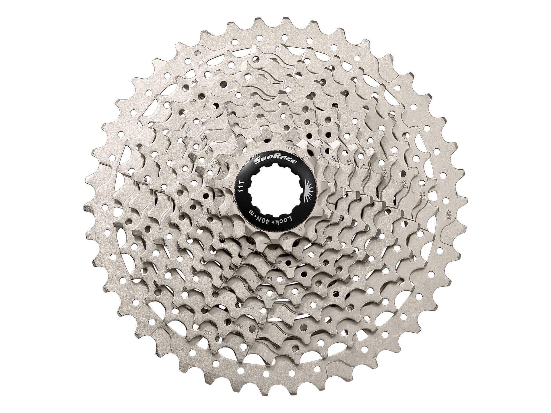 Кассета 10-k 11-42T SUN RACE MTB MS2 алюминиевый паук Metallic Silver