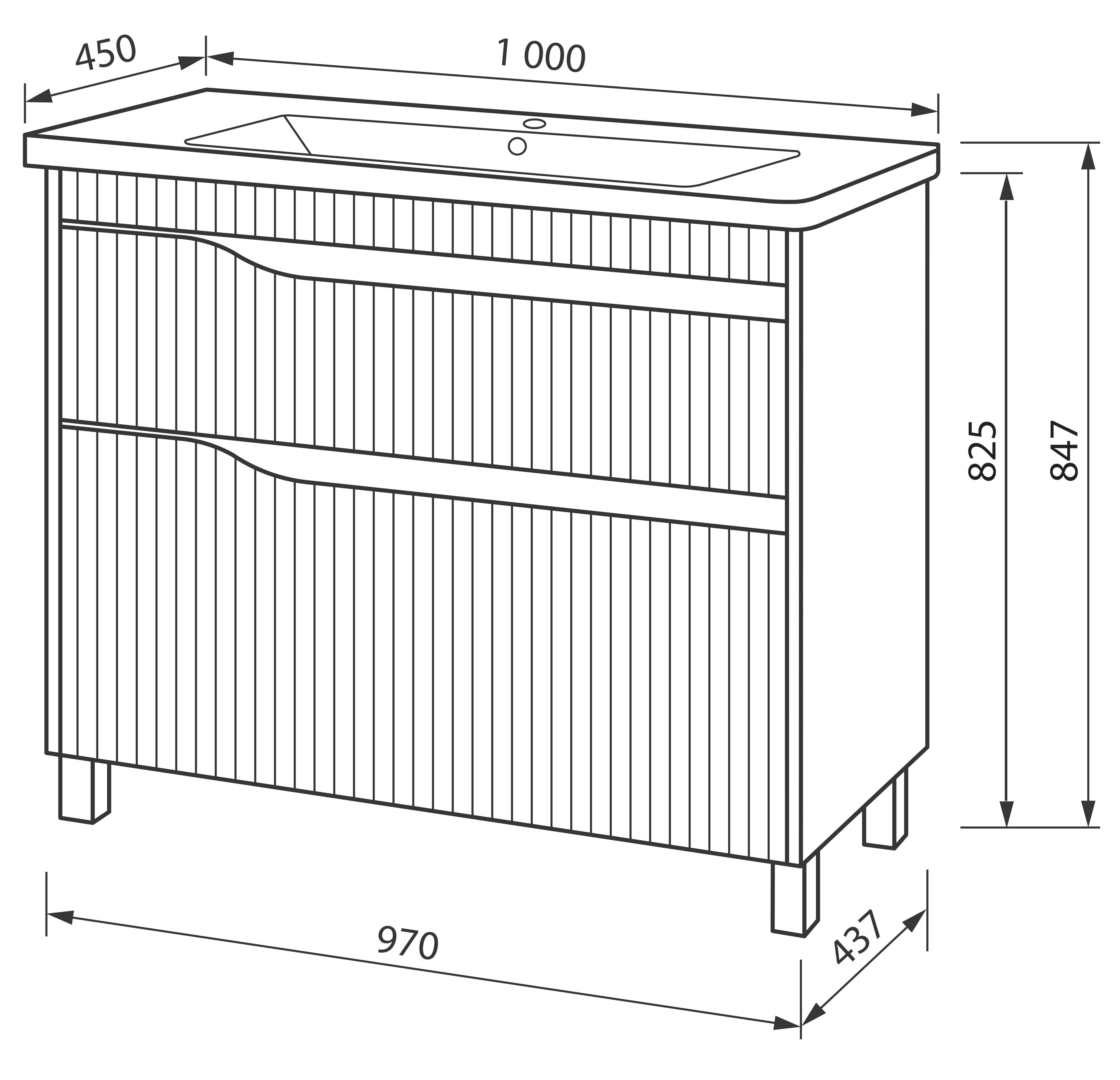 Тумба ЮВВІС Florence ТНБ-2 Д з умивальником Vesta 100 см Білий матовий (25075211) - фото 3