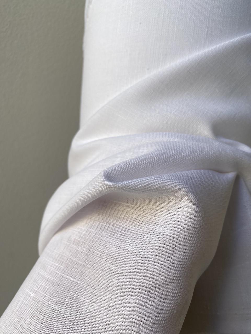 Ткань рубашечная LINEN PLUS 50% льна и 50% хлопка 143 см 101 Белый - фото 2