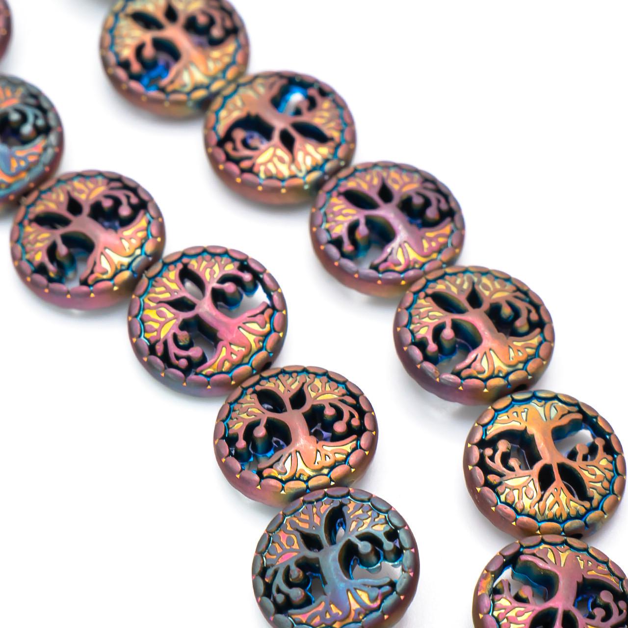 Бусины гематитовые Дерево 12 мм 10 шт. Фиолетово-желтый (БГ0012р36)