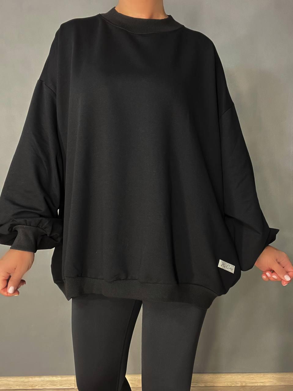 Світшот жіночий MY CITY 3044 широкий дуже вільного крою OS Чорний (1711) - фото 5 Світшот жіночий MY CITY 3044 широкий дуже вільного крою OS Чорний (1711) - фото 5