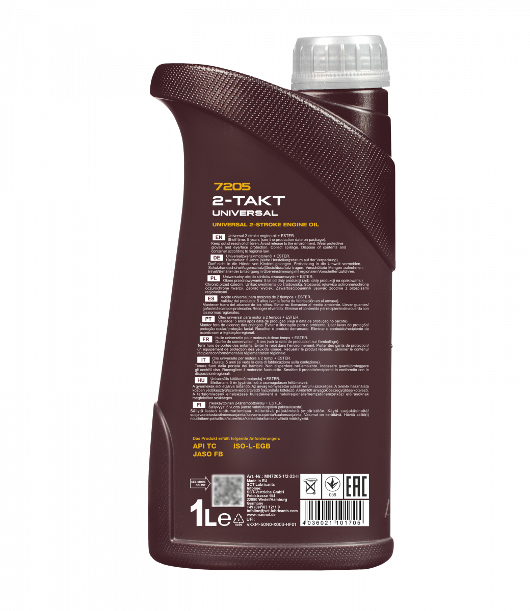 Моторне мастило Mannol 7205 2-TAKT UNIVERSAL API TC 1 л (MN7205-1) - фото 2 Моторне мастило Mannol 7205 2-TAKT UNIVERSAL API TC 1 л (MN7205-1) - фото 2