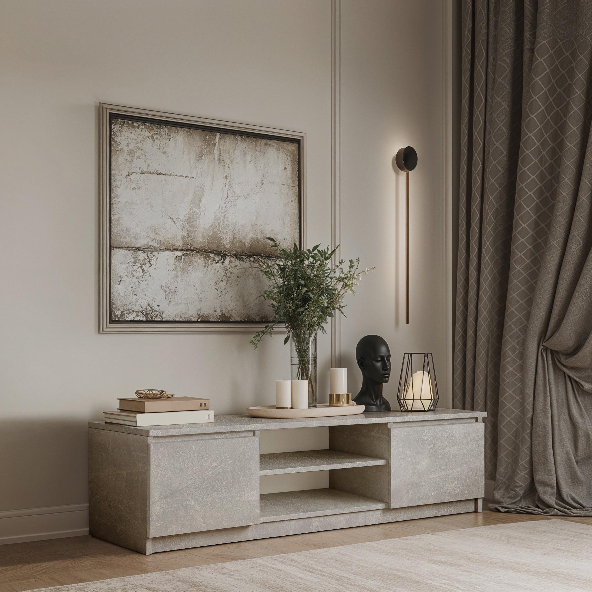 Тумба під телевізор Vega 1500х370х420 мм Бетон - фото 1