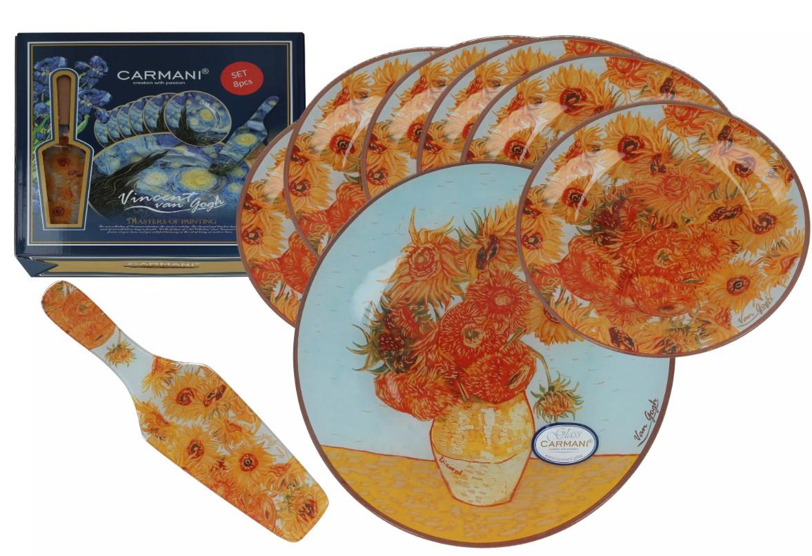 Набор десертный Carmani Ван Гог Подсолнухи блюдо 1 шт./десертные тарелки 6 шт./лопатка 1 шт. (198-7552) - фото 4
