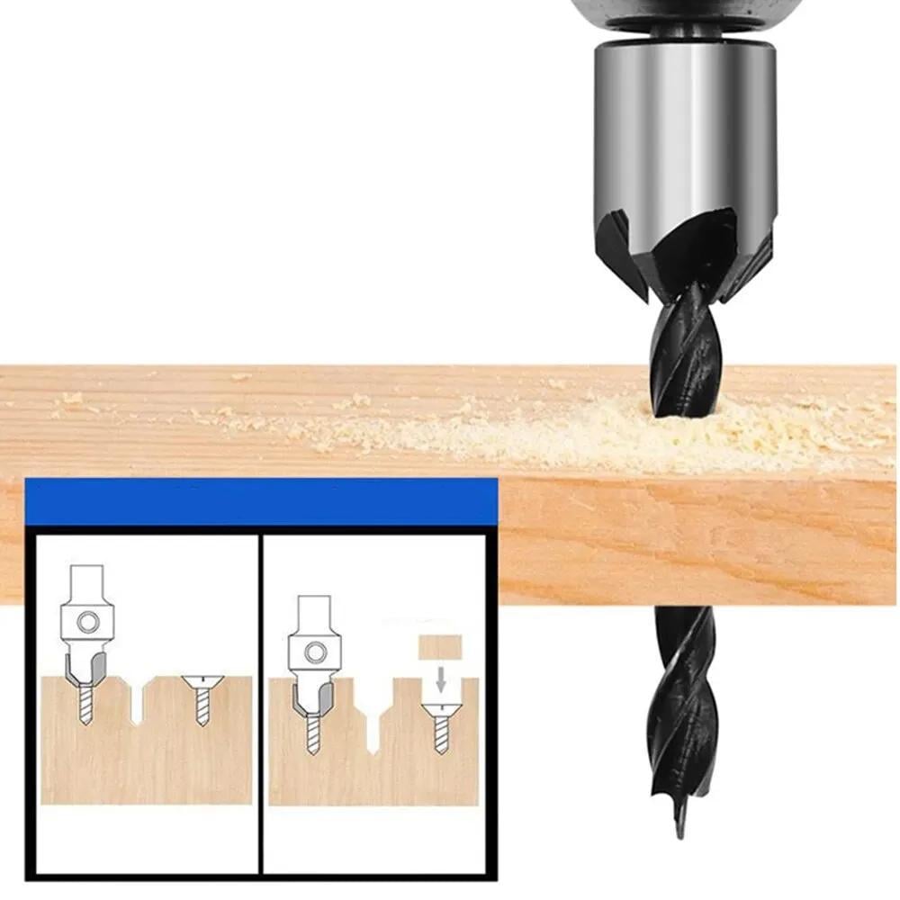 Набор сверл с зенкером 3-6 мм 4 шт. Серебристый - фото 7