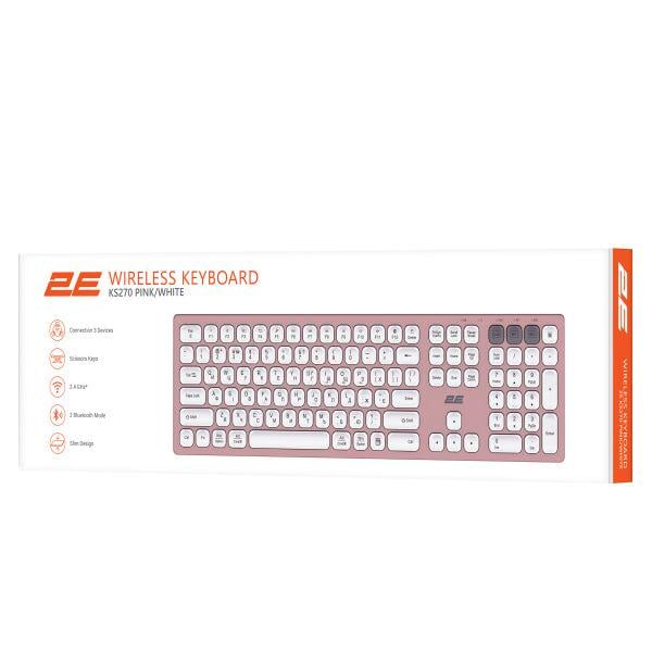 Клавіатура 2E KS270 WL/BT EN/UK Рожево-білий (2E-KS270WBPN_UA) - фото 2 Клавіатура 2E KS270 WL/BT EN/UK Рожево-білий (2E-KS270WBPN_UA) - фото 2