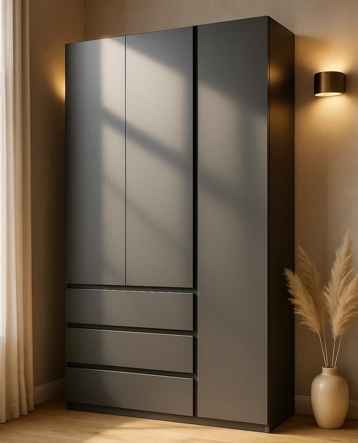 Шкаф распашной для одежды Мастер Форм правосторонний 1200х520х2000 мм Антрацит (32333)