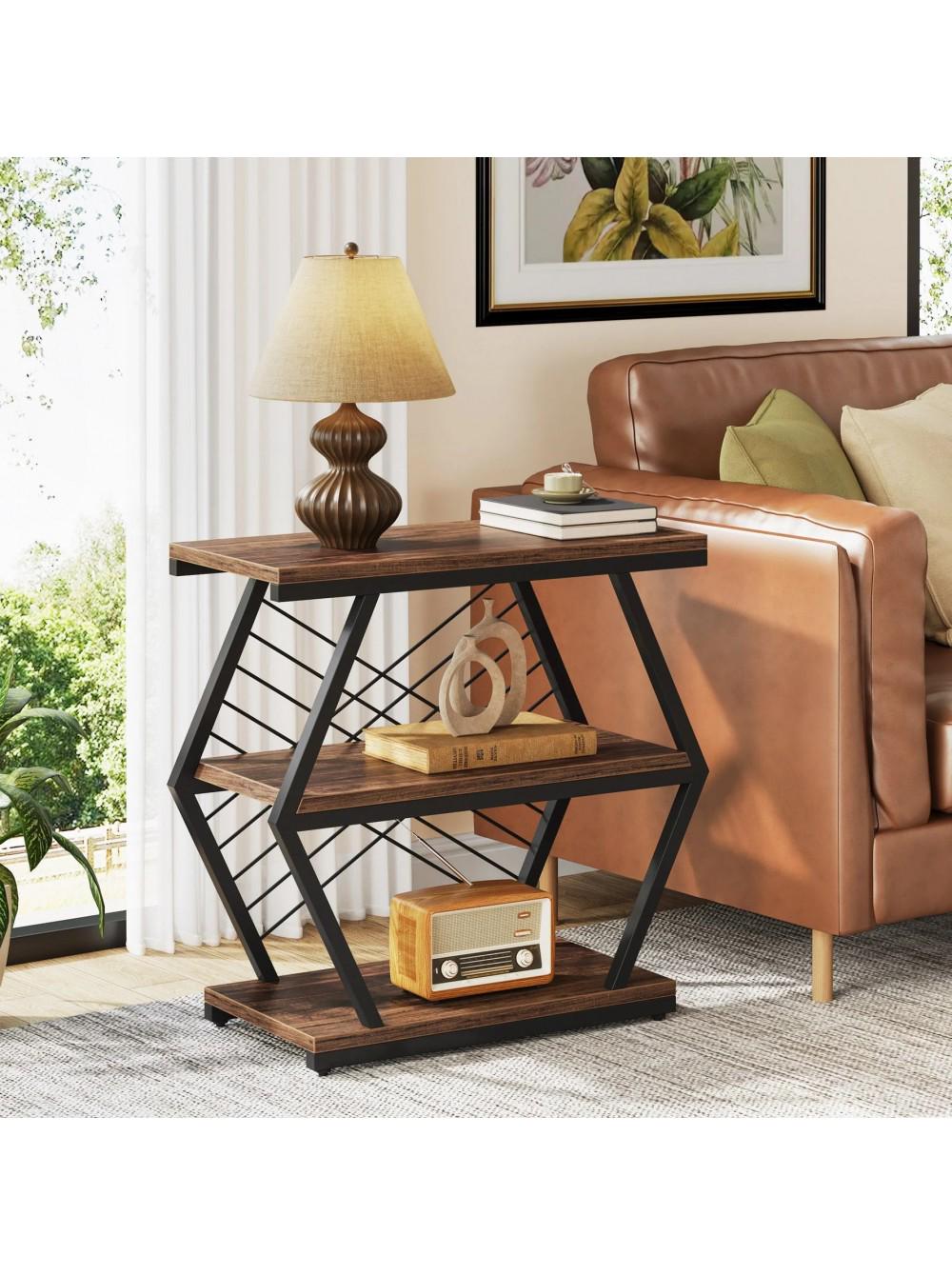 Столик приставной MSM с 3 полками для хранения и металлическим каркасом Дуб Родос